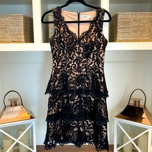 ELIZA J LACE ILLUSION DRESS IN BLACK